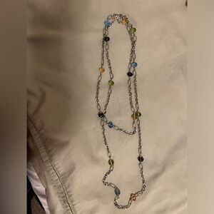 Multi-color bead and silver necklace with earrings